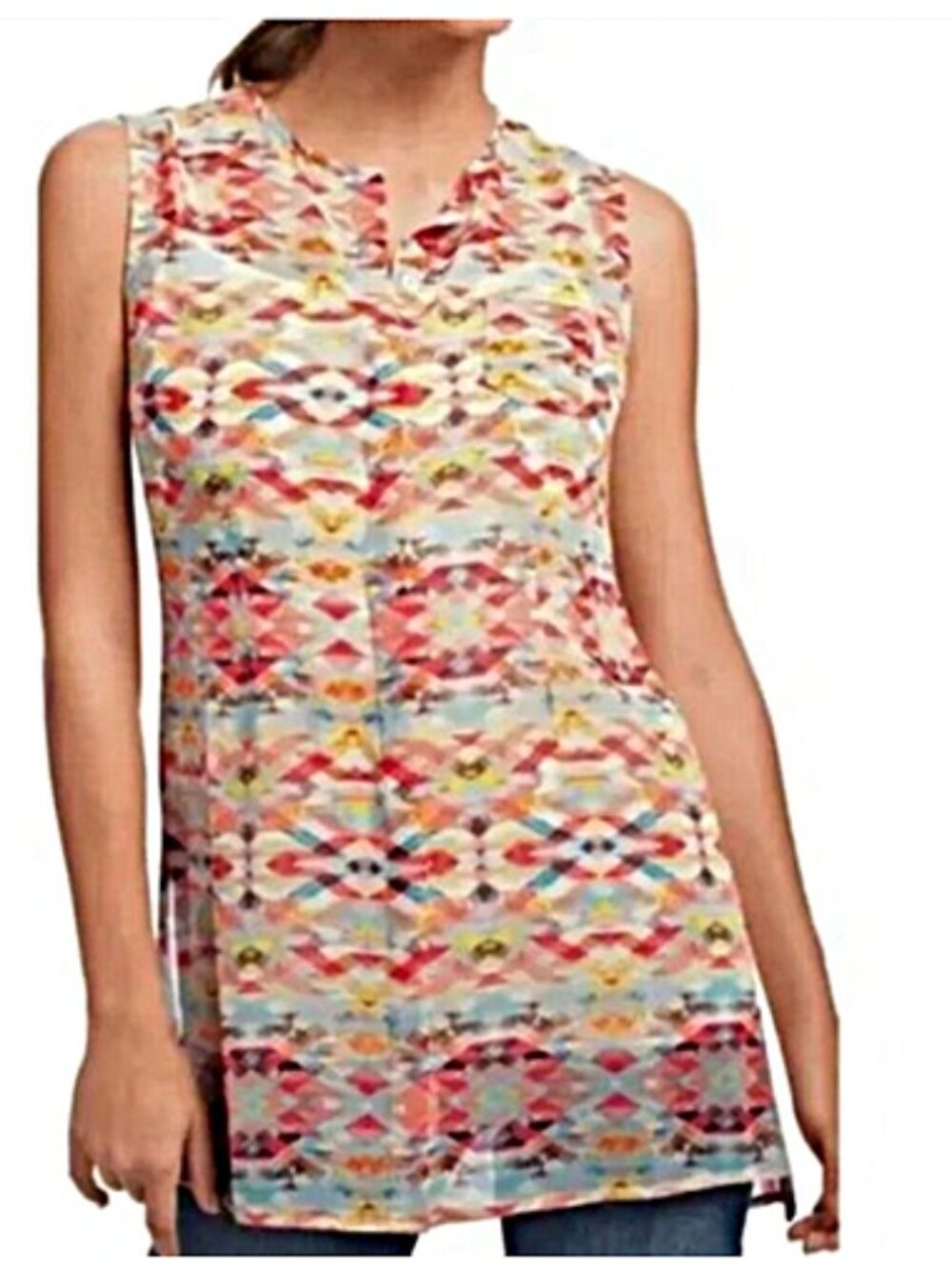 Cabi Avery Aztec Sleeveless Tunic Top size M